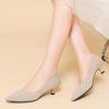Pointed Toe Shallow Mouth Fabric Flat Bottom Women's Solid Knitted Soft Bottom Large Shoes Size 34-43