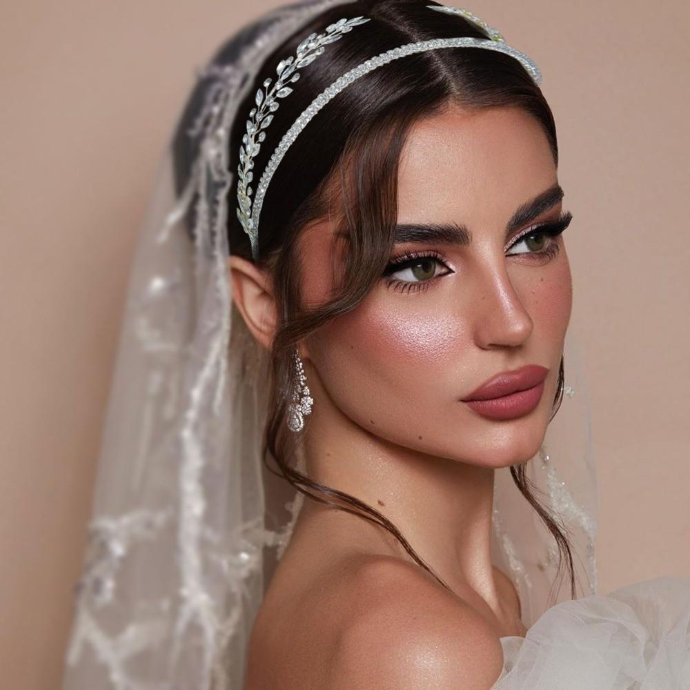 Vintage Elegant Minimalist Rhinestones Bride Headband Flower Gold Princess Queen Crown Headwear Shiny Women Headpiece Weddings