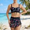 European and American New Women's Split Three-piece Set Hanging Neck Backless Showing Thin Printing Sexy Gathering Sexy Warm