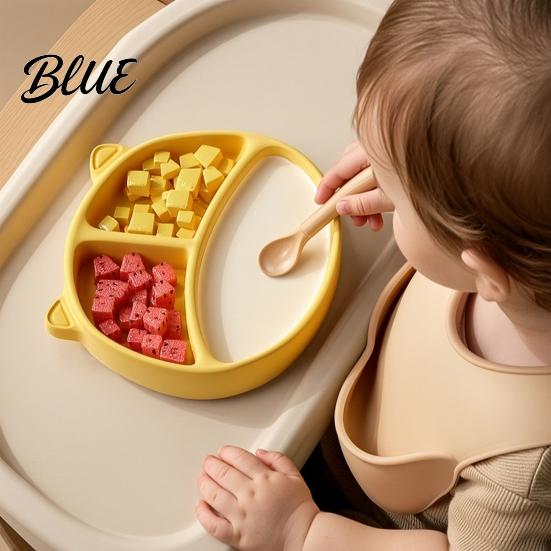 Suction Food Bowl for Kids Silicone Plate Toddlers Cute Bear Shape Unbreakable Divided Baby Feeding Bowl Non Slip Tray Infants And Set 6 Months To 3