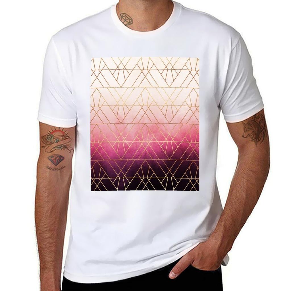 High T Triangles Luxury Pink T Man Quality Shirt Shirts Brand Ombre for T-Shirt Man