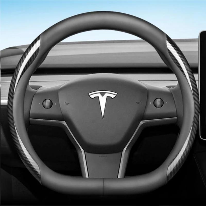 For Tesla Model 3 Y S 2012 2013 2016 2017 2020 2021 - 2024 Car Steering Wheel Cover PU Leather 9Colors Non-slip Auto Accessories