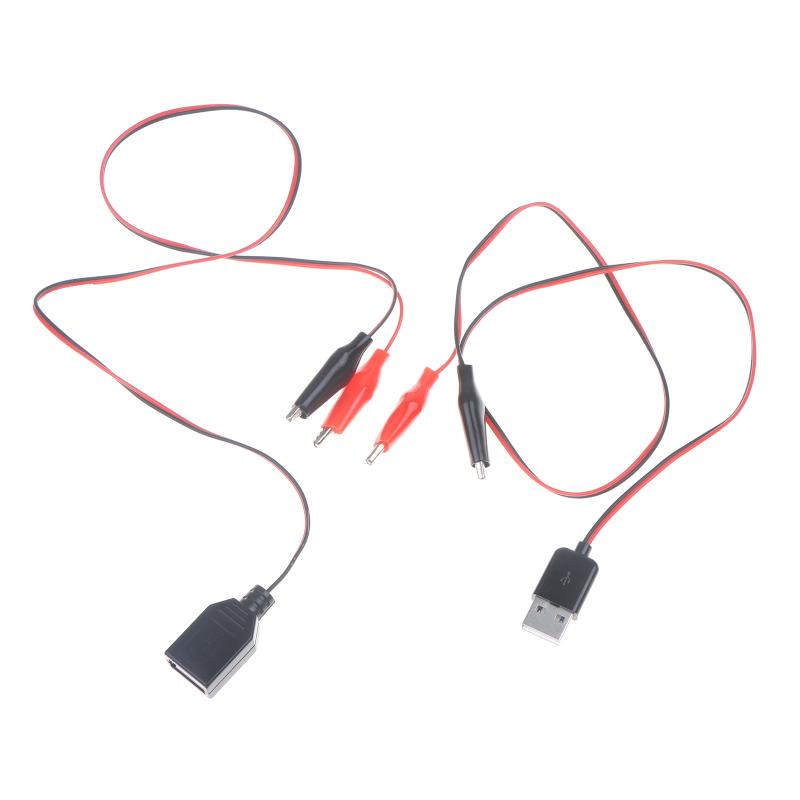 55CM Alligator Test Clips Power Cable Clamp To USB Male And Female Socket Test Leads Connector Power Supply Adapter Wire
