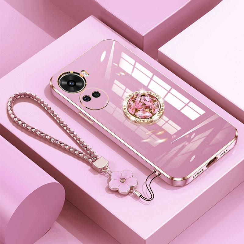 

Nova11 SE Case Luxury Diamond Ring Cover For Huawei Nova 11 SE Pro 8i 7i 7SE 6SE Phone Case With Lanyard Plating Cases Nova11se Nova 6 se&Case & Holder розовый