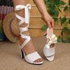 Sexy Super High Heel Open Toe Sandals Women Summer New Cross Lace-up Bow Non-slip Wear-resistant Stiletto Shoes