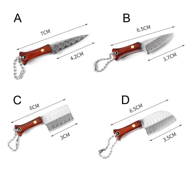 Wooden Handle Mini Knife with Leather Cover Multitool Hand Tools Express Cutter Keychain Pocket Knife Gift for Men Women