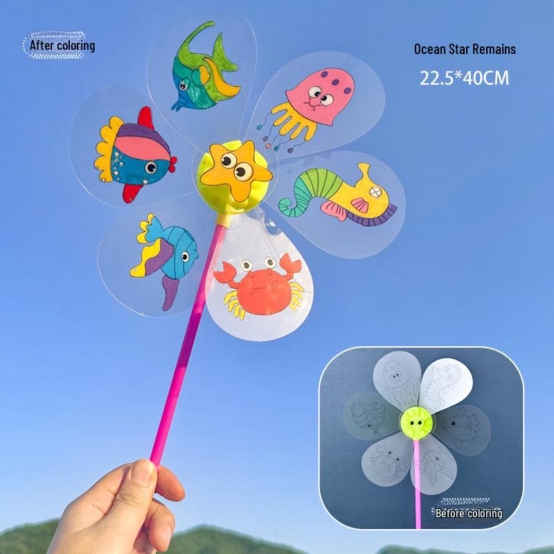Large Transparent PVC Rotating Windmill - DIY Handmade for Children Outdoor Decoration