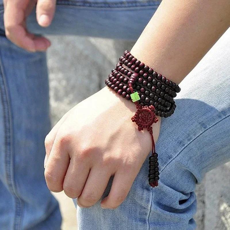 New Buddhist Sandalwood Necklace Prayer Beads Mala Bracelet Buddha Tibet Accessories For Women Jewelry Box Accessories