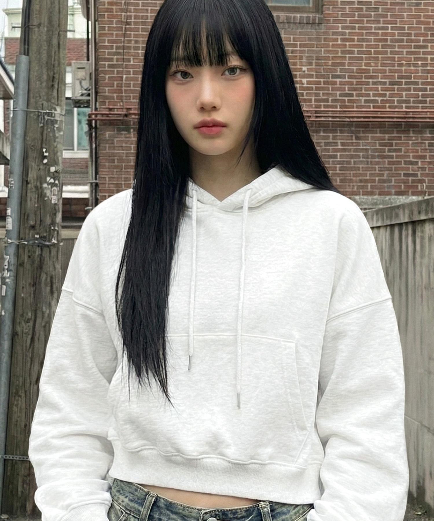 Under Off Women S Relaxed Crop Hoodie White Melange White Melange/Free