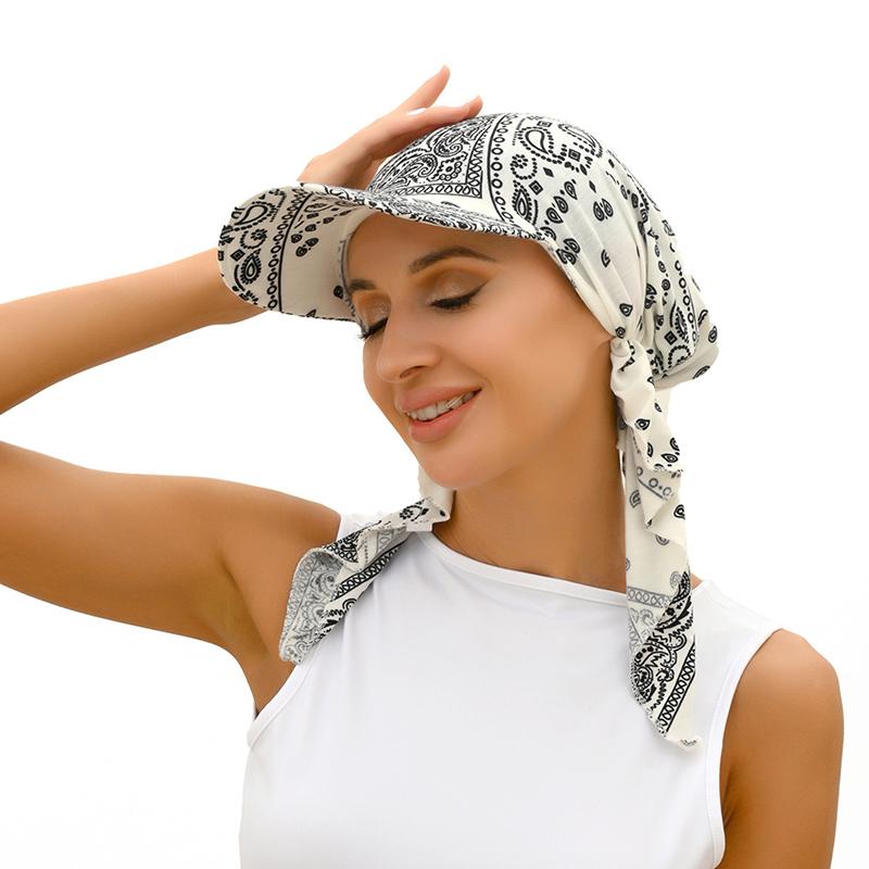 Trendige bedruckte muslimische Hijab-Kappen mit Schirm Damen Baseballkappe Kopfbedeckung Ramadan Damenmode Turban Haube