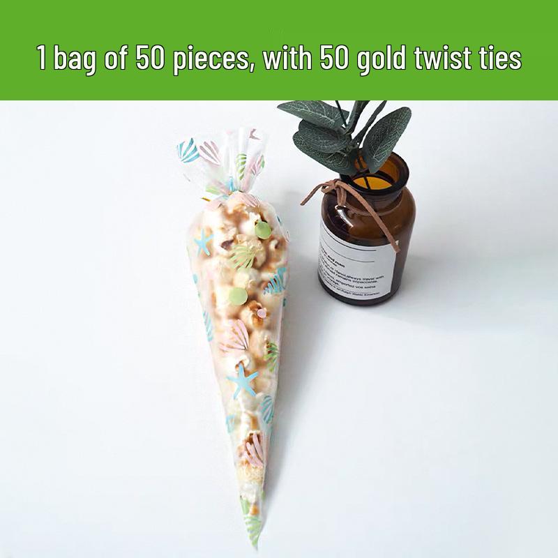 Creative Popcorn Protein Candy Triangle Plastic Drawstring Bag