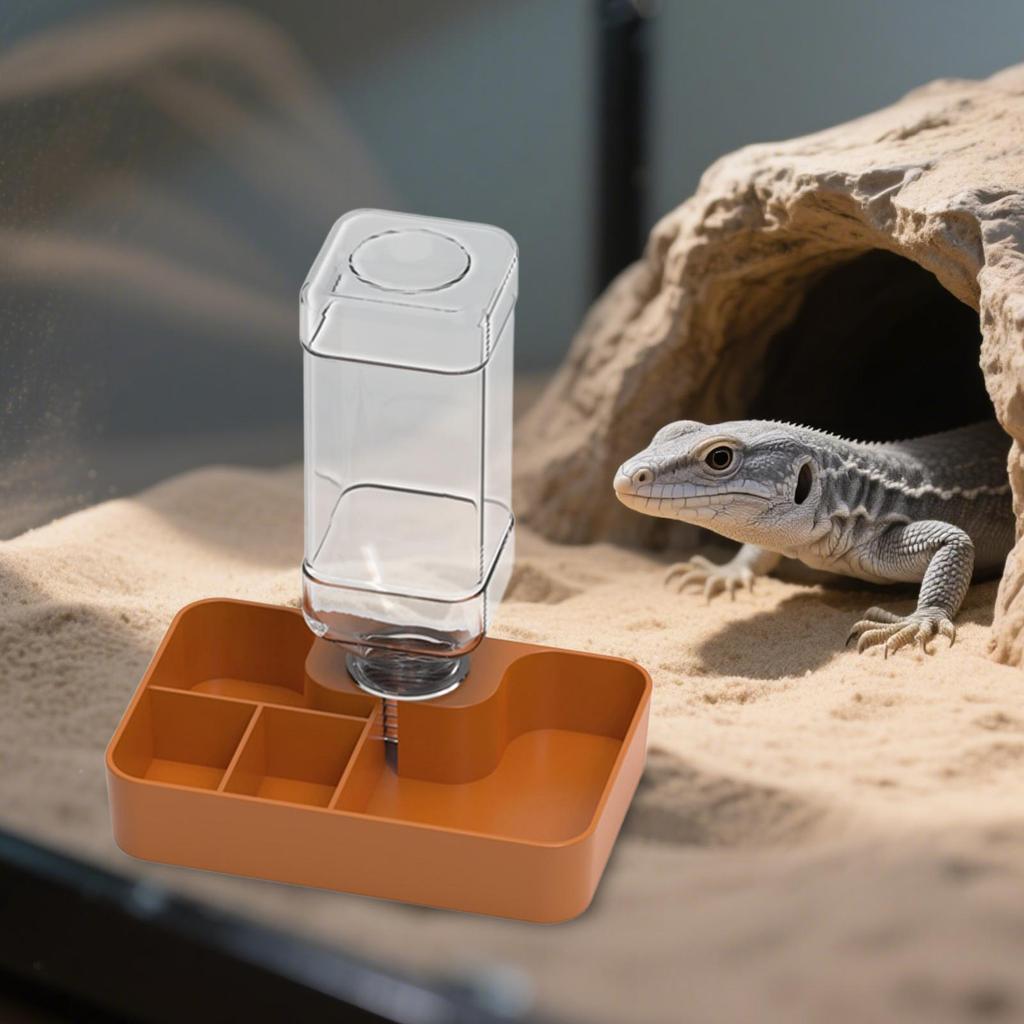 Reptilien Futterspender Amphibien Zubehör Mehrere Fächer Automatischer Wasserspender für Chamäleon Schlange Gecko Schildkröte Schildkröte