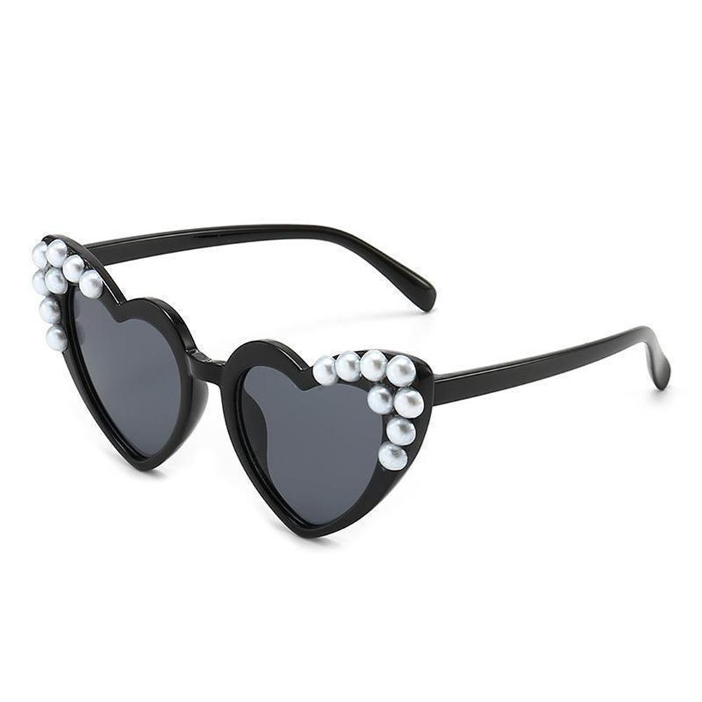 

2026 Kids Pearl Heart Cat Eye Sunglasses UV Protection Cute Fashion Sun Glasses Eyewear For Girls Boys Party Beach KJ234