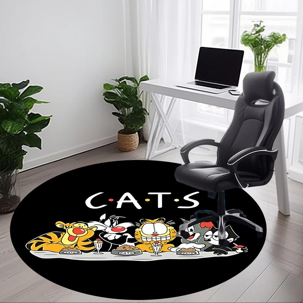 1pc Cartoon Cats Friends Office Round Area Rug, Under Office Chairs Bedroom Living Room Home Decor A1022254