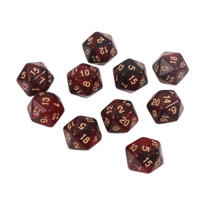 10 Pcs Polyhedral RPG Dice Acrylic 20-Sided Double-Color Game Dice for Aesthetic Conscious Tabletop Player Easy-Use 24BD