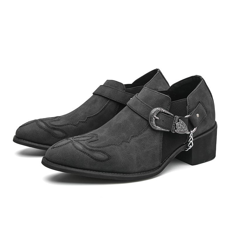 Men Height Boost Block Heel Western