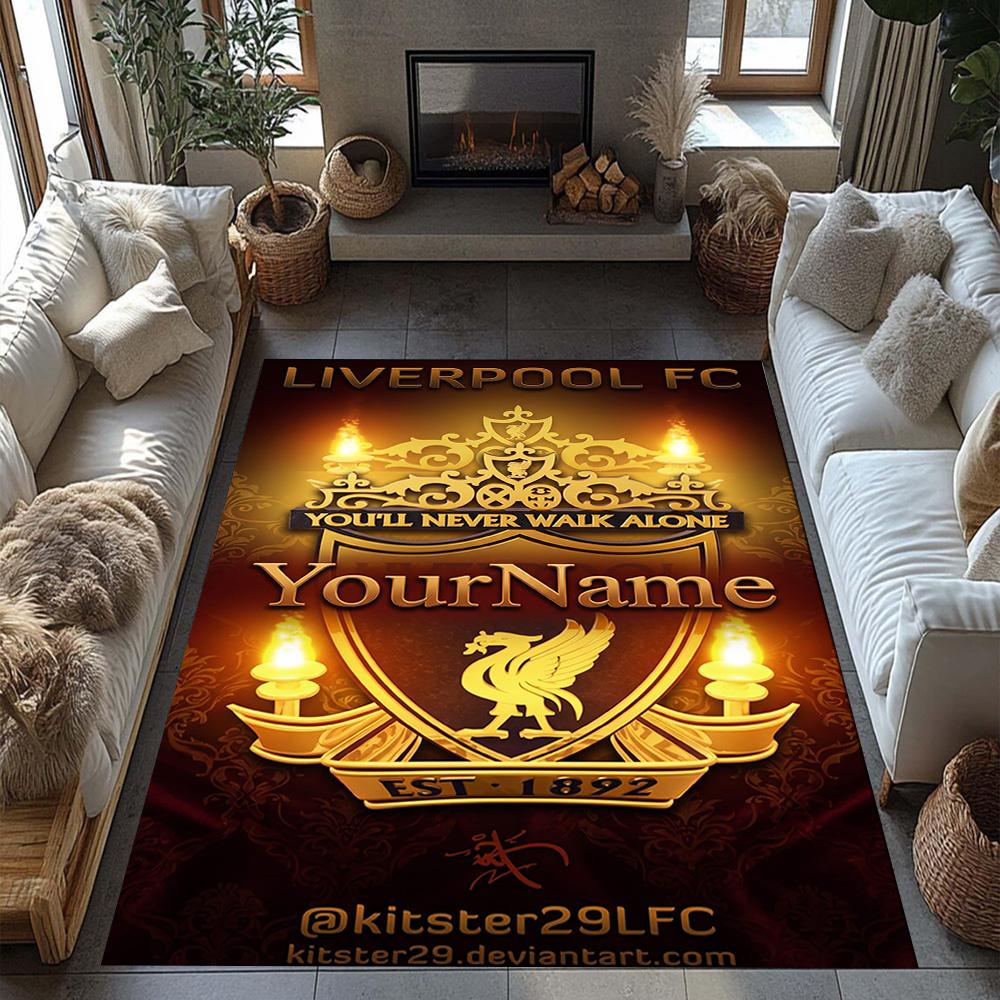 Liverpool Personalized Name Floor Rug Office Rug Perfect for Bedrooms Balcony Outdoor Game Room Antislip Carpet Anime Office Decor Wedding Party Gift