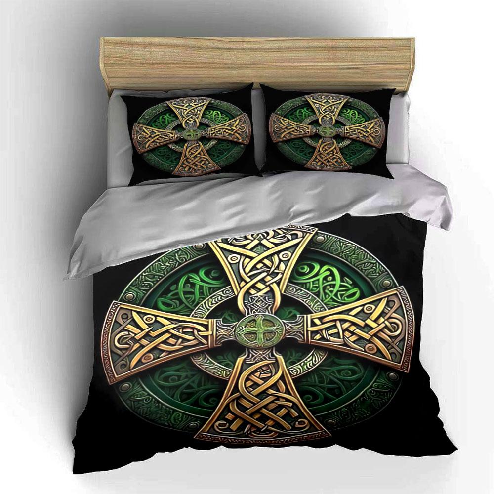 "Elegant Celtic Cross Decor Set" Bedding Set with 1 Duvet Cover 2 Pillowcases Single Double King Queen, Gift