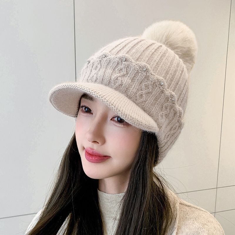 Hat Women's Winter Fleece Knitted Hat Cold-proof and Warm Ear Protector Cap Fashion Thickened Wool Hat