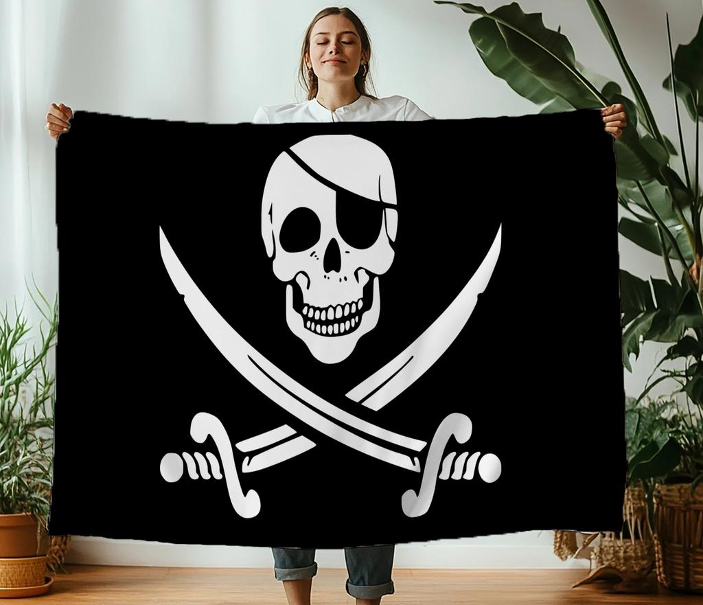 Pirate Banner Pirate Print soft Blanket Flannel Decoration  for sofas bedrooms air-conditioned rooms Gifts for kids and friends