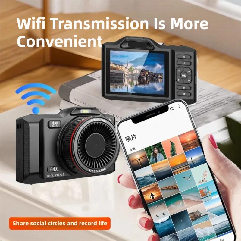 4K Digital Camera XJ600 with 64MP Dual Cameras and 18X Digital Zoom 2.8 Inch Screen with WIFI for Family Photography & Vlogging