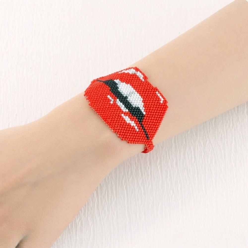 Fashion Beaded Bracelet Adjustable Lip Biting Bangle Cool Demon Eyes Hand Chain  Girl