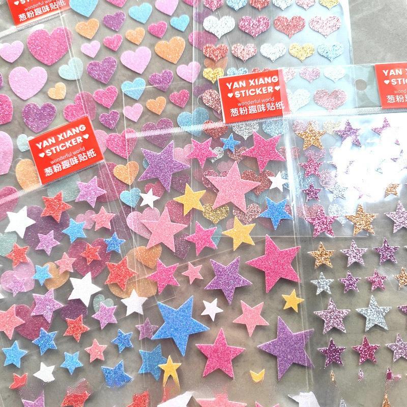 1pc Colorful Bronzing Star Sticker Gold Red Love Girl Handmade Dress Material Reward Sticker Scrapbooking Stickers Aesthetic