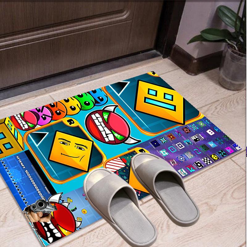Geometry Dash Pattern Rug, Indoor/Outdoor Mat, for Picnic, Gameroom, Bedroom, Office, Living Room, Home Decor Carpet, Birthday Gift