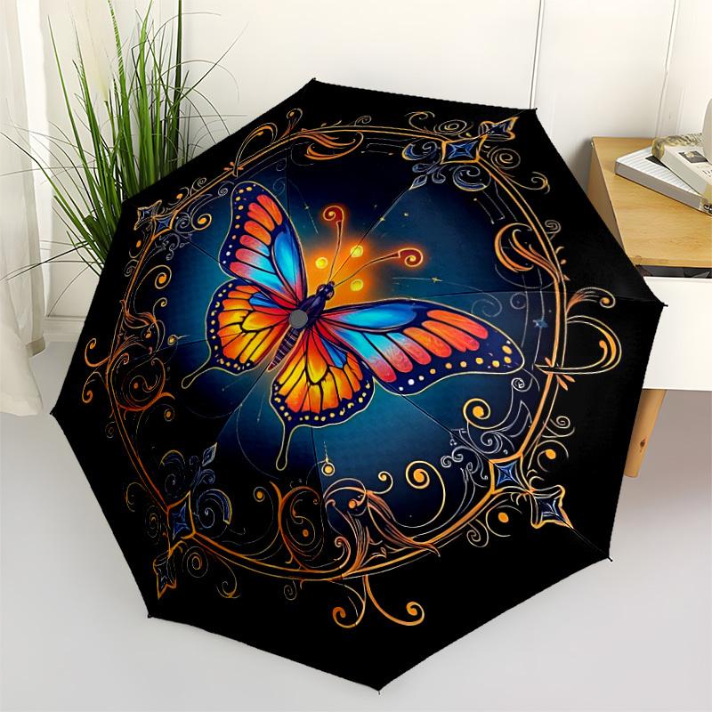 1pc Butterfly Mandala Automatic Umbrella - Automatic Opening And Closing, Sturdy Iron Frame, Formal Occasions Yy251018150