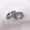 Couple Rings For Women White Rhinestones Zirconia Rings Set Simple CZ Stainless Steel Men Ring Wedding Jewelry For Lover Gifts