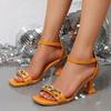 Korean version patent leather high heels women's summer new temperament word belt not tired feet thick heel wine glass and women's sandals