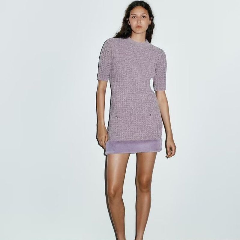 Za Autumn New Women Clothes 2025 Western Style Versitile Fashion Artificial Fur Effect Dress 5063859