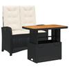 VidaXL Ensemble à Manger de Jardin avec Coussins 2pcs, Table de Terrasse, Meubles de Patio, Mobilier d'Extérieur, Noir 3277322