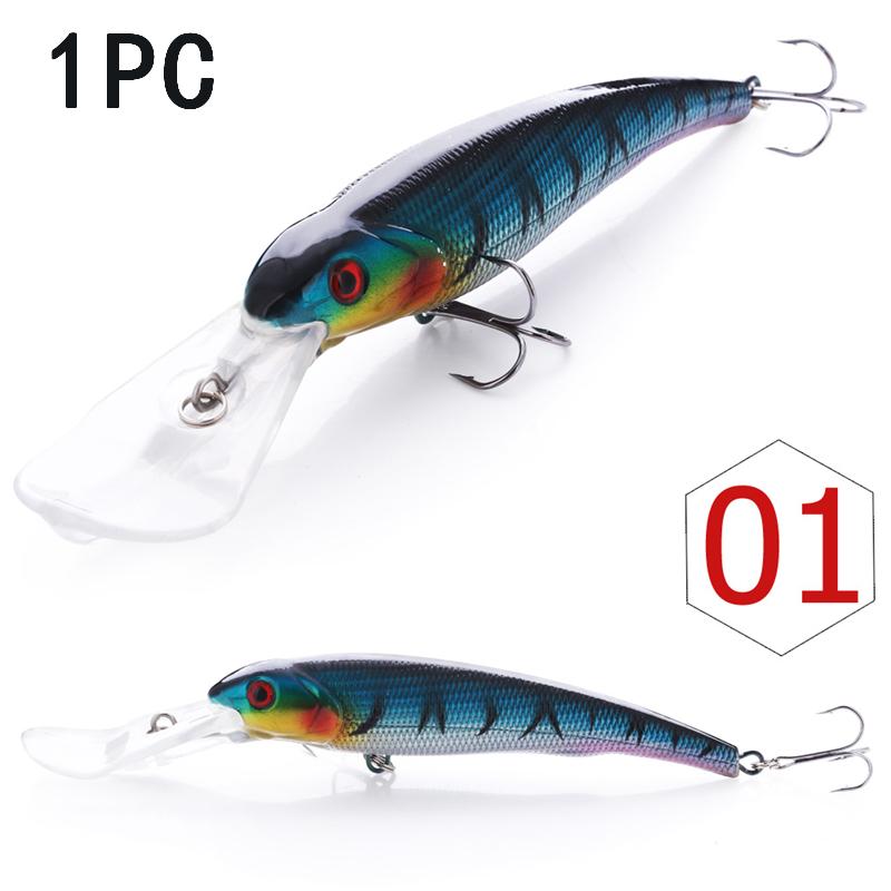 1PC Lifelike Eyes Minnow Wobbler Fishing Lure Plastic Hard Crank Bionic Bait