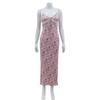Cnyishe Sweet Summer Style Pink Floral Strap Dress Lace V-neck Patchwork Silm Sheath Dress