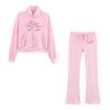 Women's Clothing Popular Fashion Casual Printing Velvet Jacket + Velvet Trousers Set
