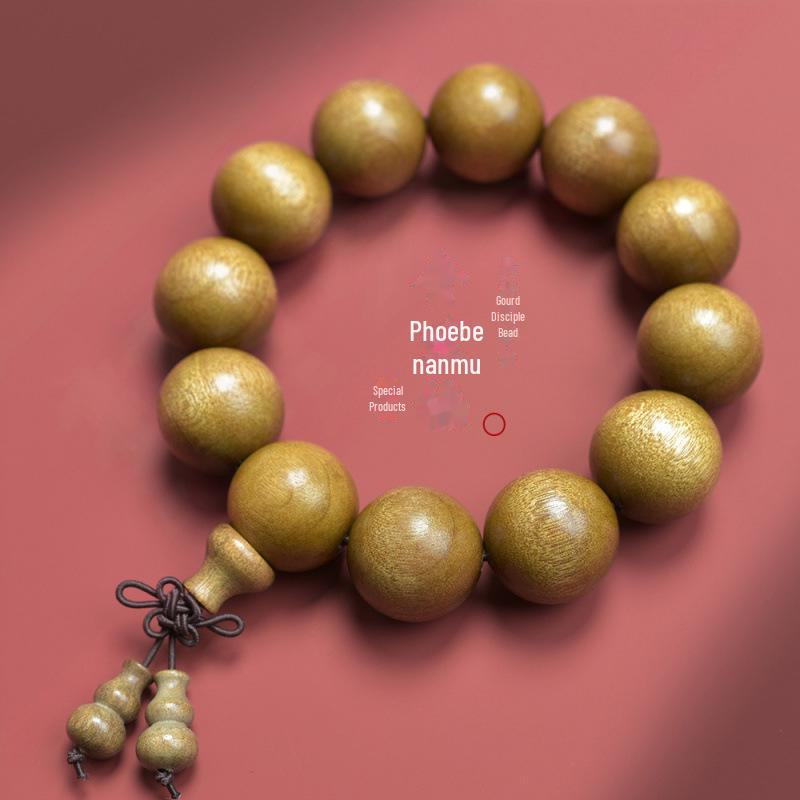 

Sichuan Golden Nanmu & Agarwood Buddhist Beads Bracelet - 108 Dark Wood Rosary for Men and Women 15mm 15 pieces [Perfect Edition]