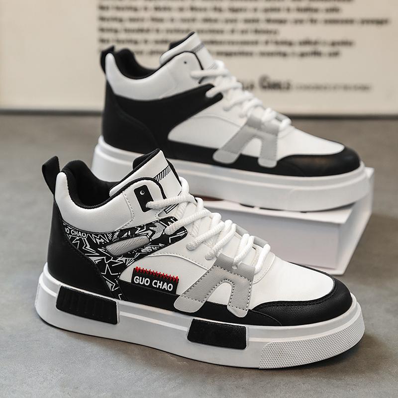 Men Shoes Sneakers High Top Mens Casual Shoes Luxury Breathable Men Walking Shoes Trend Leather Shoes for Men Running Shoes Male Footwear