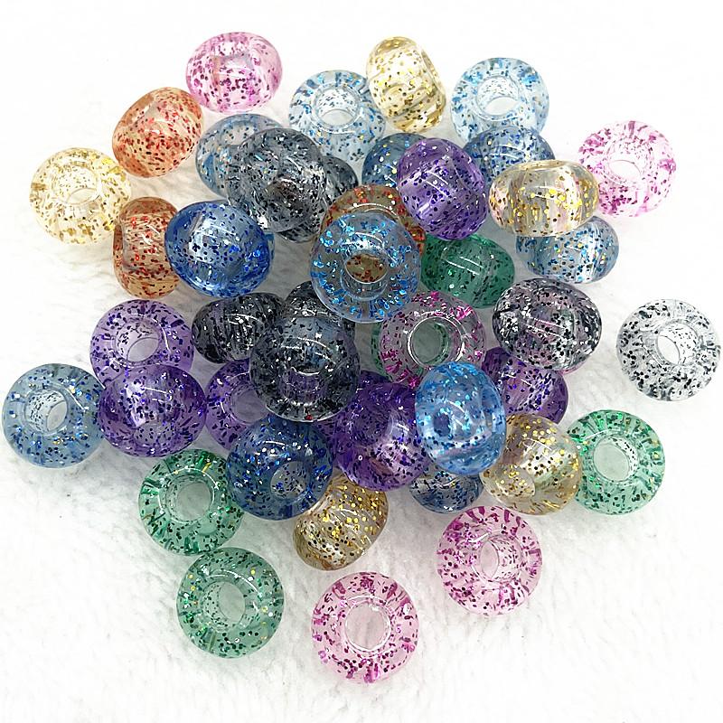 20pcs 14mm Mix Colour Big Hole Acrylic Beads Spacer Loose Beads for Jewelry Making DIY Handmade Bracelet Accessories(hole:5mm)