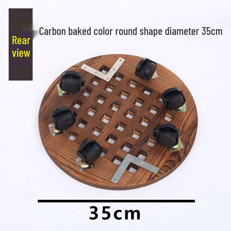 Bonsai Wood Flower Stand with Wheels | Square/Round Anti-Corrosion Elevated Pot Tray for Indoors