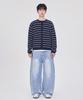 GLW Striped Crop Knit Cardigan Navy
