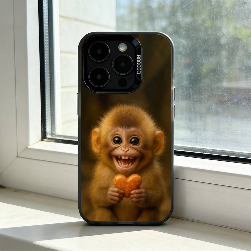 

Funny Monkey M-Memes Phone Case For iPhone 17,16,15,14,13,12,11 Plus,Pro Max,XS,Colorful Silver Black Cover iPhone17promax