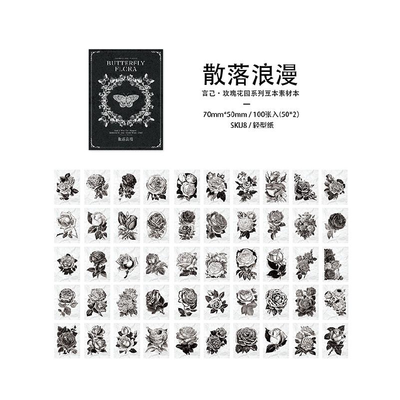 100-Sheet Vintage Miniature Material Mini-Book Set, Retro-Themed Craft Pages, for Journal Collage & Handmade Creation
