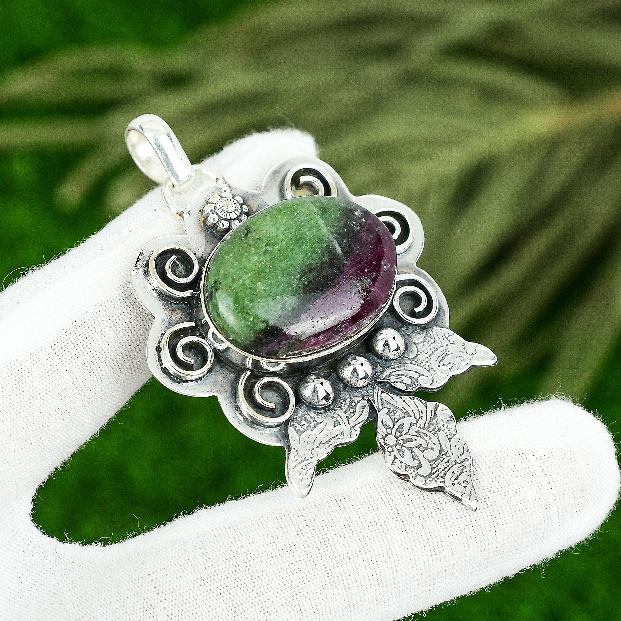 

Sisters Day Deal Natural Ruby Zosite Sterling Silver Anniversary Pendant Jewelry