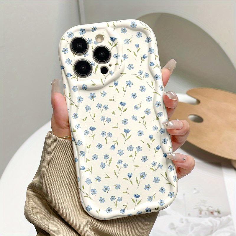 Fresh Small Blue Floral Silicone Phone Case For iPhone 11 12 13 14 15 16 17 Pro Max Air 16E XS XR 14 Plus Shockproof Soft Cover