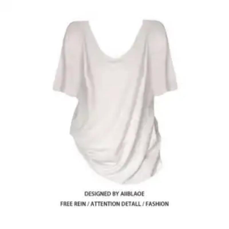 Frühling Sommer Damen Rosa Raffung Umstandsshirt Locker V-Rücken Kurzarm Schwangerschaftstop