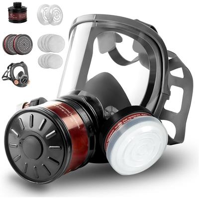 Gas Masks Survival Nuclear and Chemical, Gas Mask with 40mm Activated Carbon Filter and P-A-1 Filters, Tactical Full Face Respirator Mask