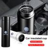 1Pcs Portable Car Smart Thermos Bottle Temperature Display Cup Coffee Cup Emblem For VW GTI B6 B7 B5 Golf Polo Tiguan Passat EOS Zi7 Zi7