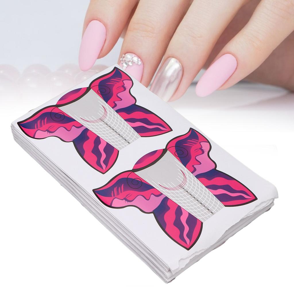 100pcs Nail Form Extension Stickers Self Adhesive Nail Tips Guide Sticker Manicure Tools Rose Red