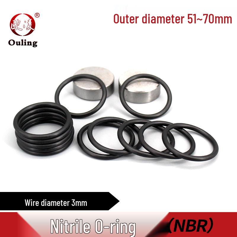 Nitrile Rubber O-Ring Seal, Outer Diameter: 51-70mm, Wire Diameter: 3mm OD 51*3mm (10 pcs) Black Nitrile O-ring